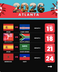 June 15 - 19  Spain vs. Cabo Verde, Czechia vs. South Africa (World Cup Summer Camp)
